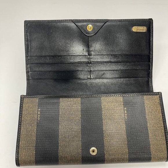 Fendi Vintage Pequin Striped Flap Wallet - Pecan - Preowned - Picture 3 of 14